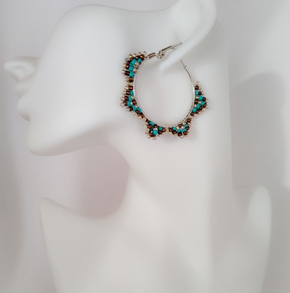 Hand Crafted Jewelry - Southwest Hoop Earrings